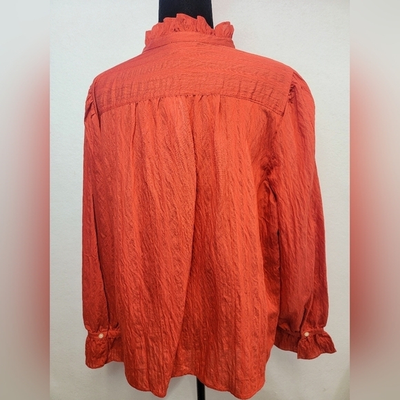 LOFT Outlet Women's size XL Long Sleeve Button Front Rayon Crinkle Fabric - Picture 4 of 10